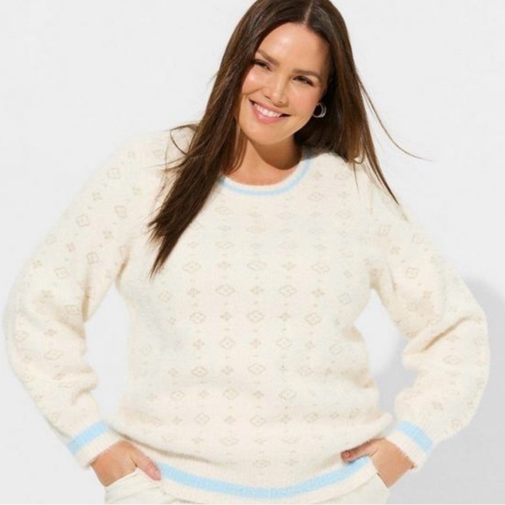 New Torrid Size 4X Plus Ivory Eyelash Lurex Pullover Sweater 41250232